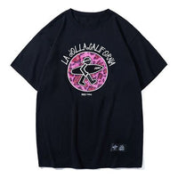 PJs Vigor Alphabet Embroidered Leopard print Short Sleeve Unisex Black 20SSTS1013-P