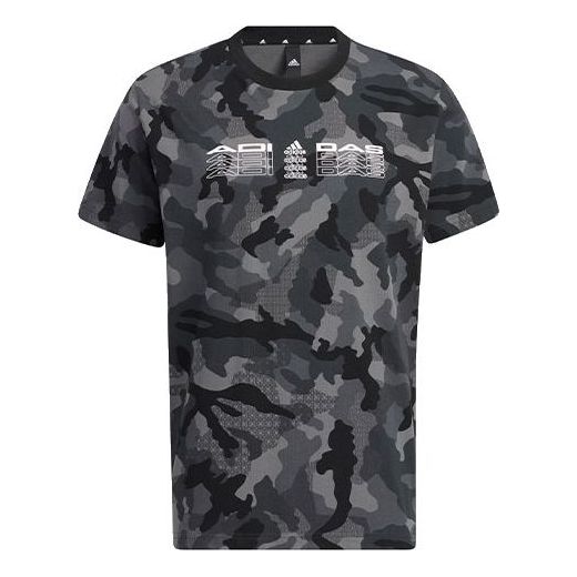 Men's adidas Sports Printing Short Sleeve Black T-Shirt HE7413