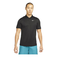 Men's Nike Solid Color Buckle Short Sleeve polo Black Polo Shirt DH0858-010