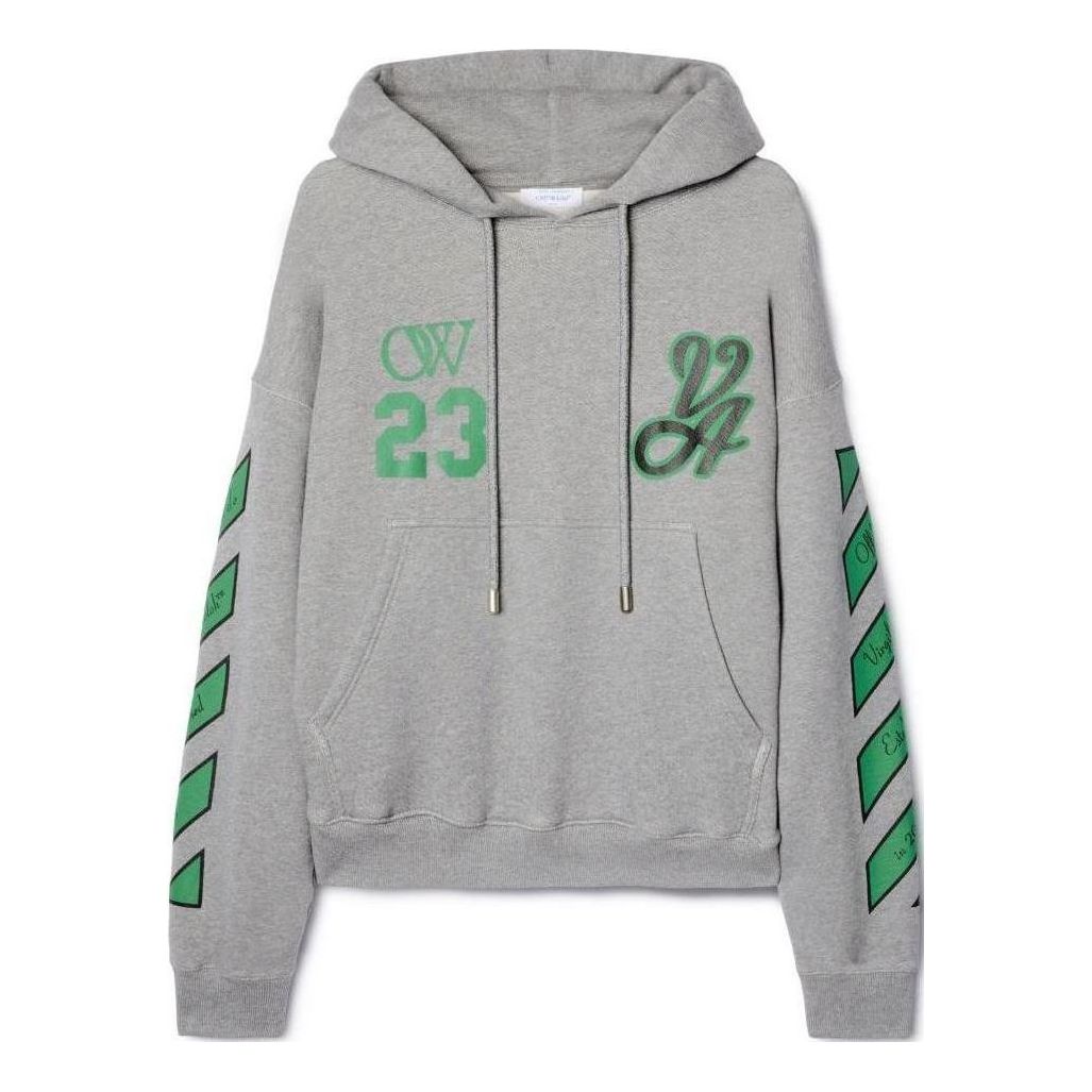 Off-White SS24 Varsity Skate Hoodie 'Melange Grey College Green' OMBB085S24FLE0140655