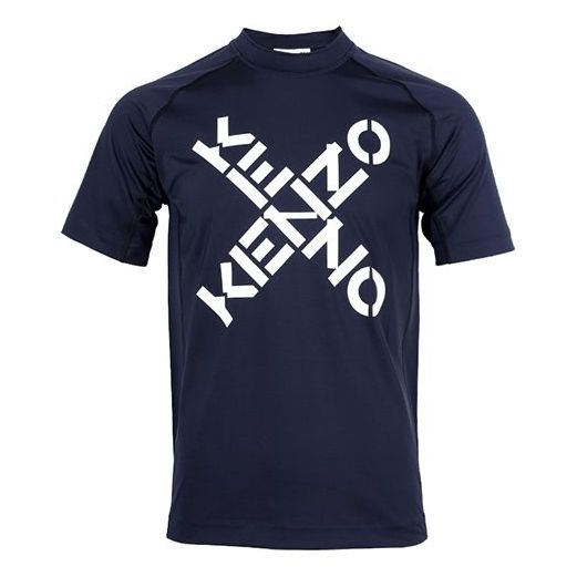 Men's KENZO SS21 Logo Printing Round Neck Short Sleeve Navy Blue 5TS0234JS-77