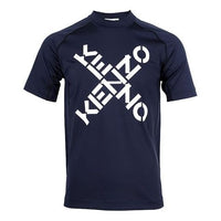 Men's KENZO SS21 Logo Printing Round Neck Short Sleeve Navy Blue 5TS0234JS-77