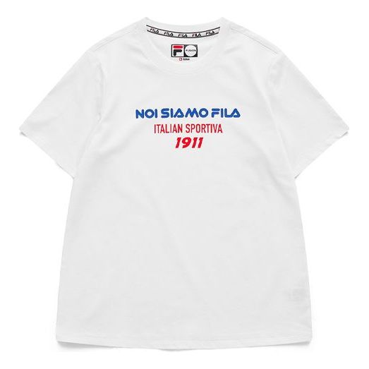 (WMNS) Fila Athleisure Casual Sports Printing Alphabet Round Neck Pullover Short Sleeve White T11W111101F-WT