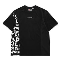 Men's FILA FUSION Casual Sports Loose Alphabet Printing Short Sleeve Black T11M121115A-BK