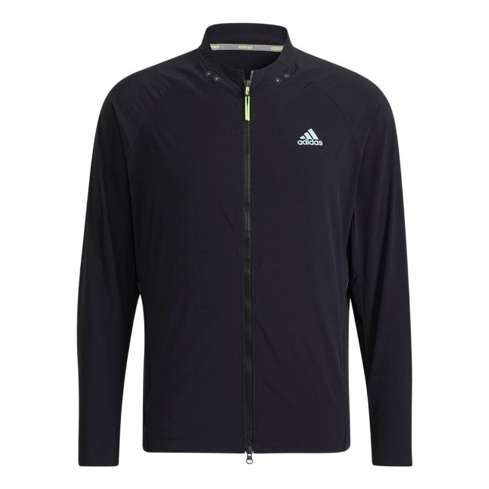Men's adidas Solid Color Stand Collar Brand Logo Jacket Japanese Version Black HB3640