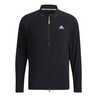 Men's adidas Solid Color Stand Collar Brand Logo Jacket Japanese Version Black HB3640