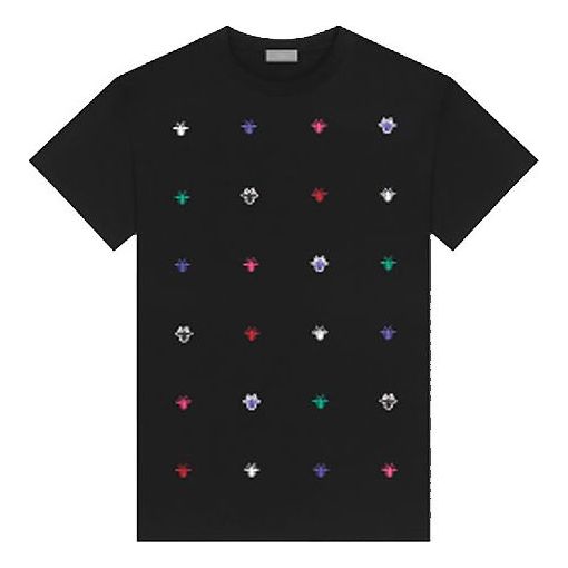 Men's DIOR Solid Color Printing Short Sleeve Black T-Shirt 863J611M0426-C979