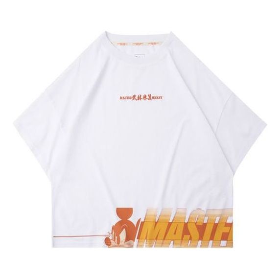 (WMNS) Li-Ning x Disney Crossover Alphabet Printing Tee 'White Orange' AHSQ142-1