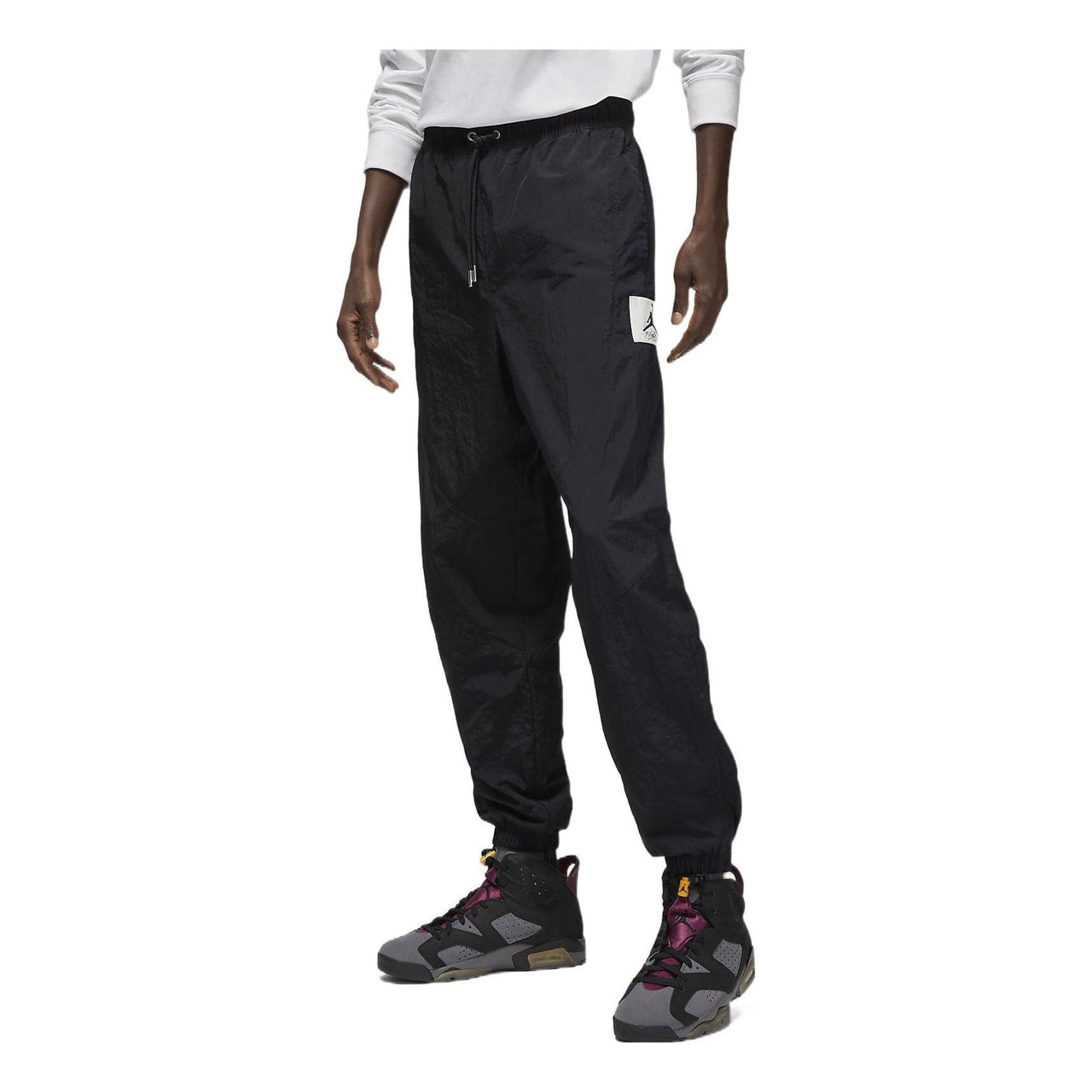 Air Jordan Solid Color Label Elastic Waistband Joggers Men's Black DQ7474-010