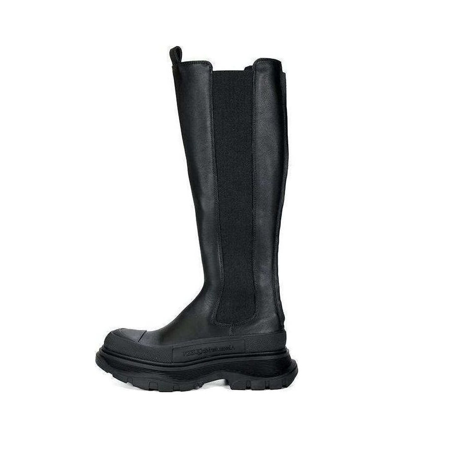 (WMNS) Alexander McQueen Tread Leather Over-The-Knee Boots 'Black' 707682WHZ661000