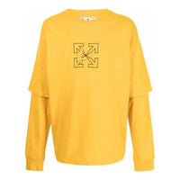 Off-White SS21 Logo Printing Solid Color Cotton Round Neck Long Sleeves Ordinary Version Yellow 0MAB022E20JER0011810