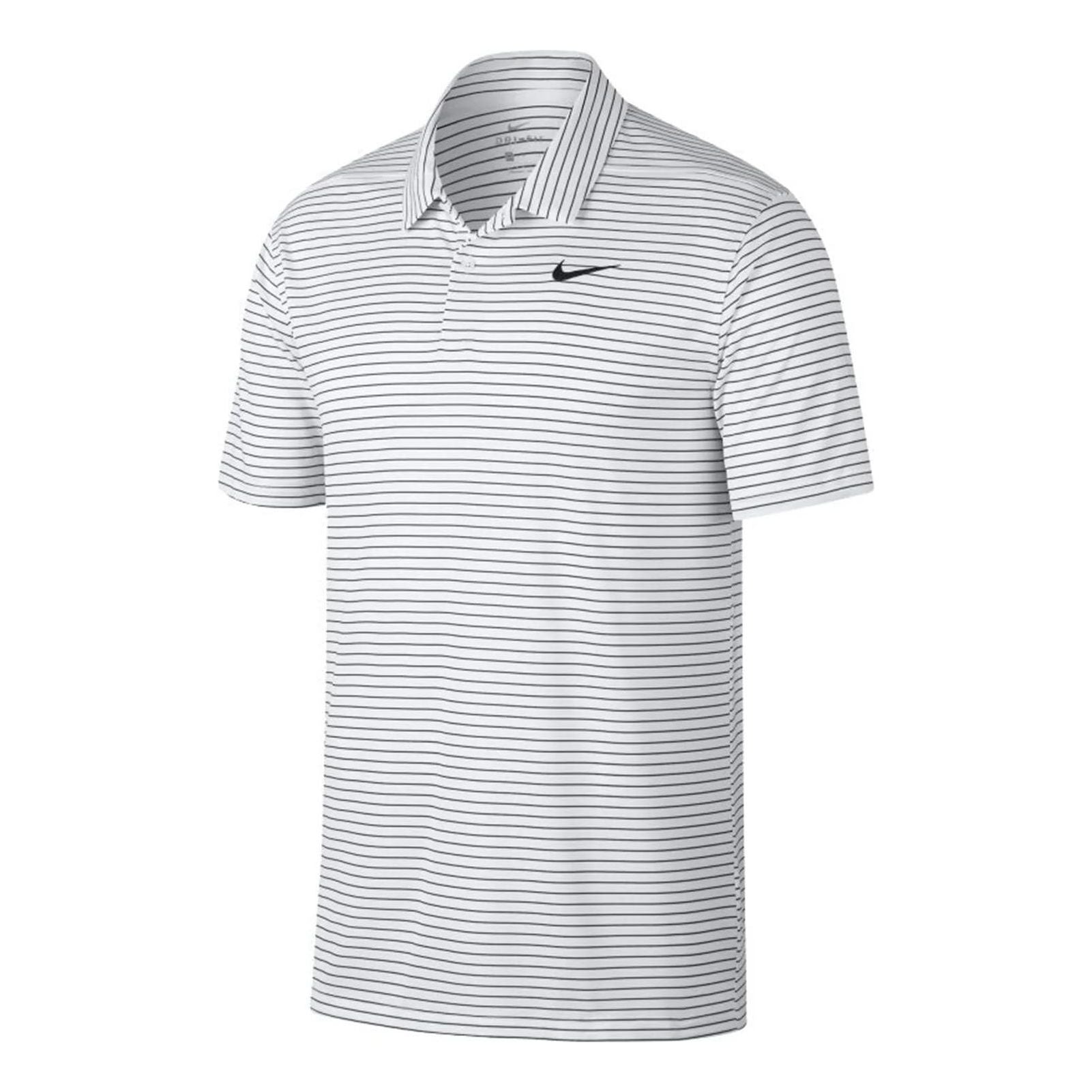Nike Dri-fit Striped Golf Polo Shirt 'White Black' AJ5482-100