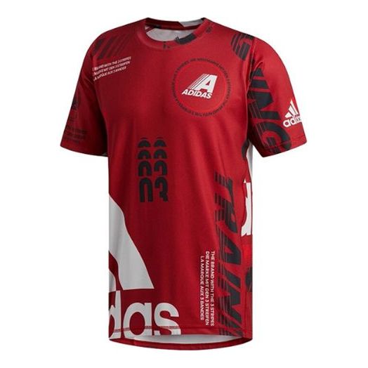 adidas Training Sports Round Neck Short Sleeve Red EI6433