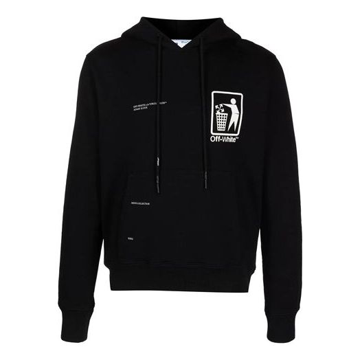 Off-White SS21 Printing hooded Long Sleeves Loose Fit Black OMBB034S21FLE0101001