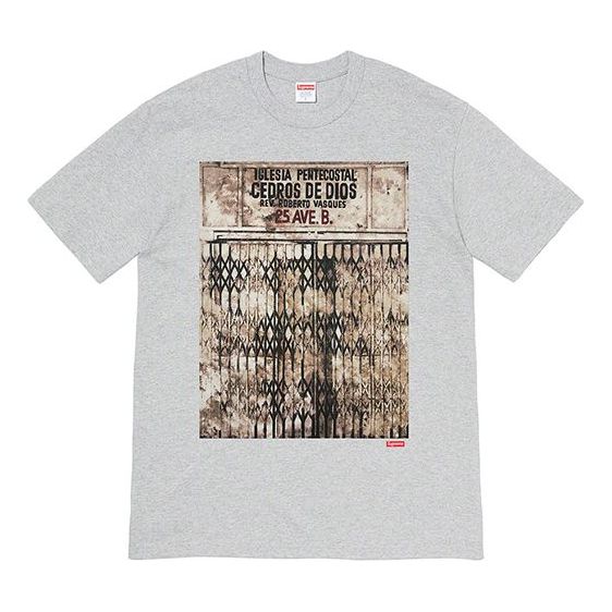 Supreme FW19 Week 12 x Martin Wong Iglesia Pentecostal Heather Grey Tee SUP-FW19-1065