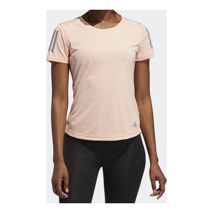 (WMNS) adidas Own The Run Tee Reflective Printing Sports Short Sleeve Pink DZ2267