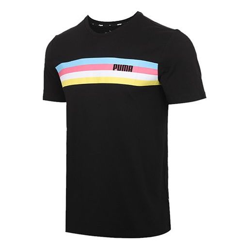 PUMA Celebration Graphic Logo Tee 'Black White Blue' 586040-51