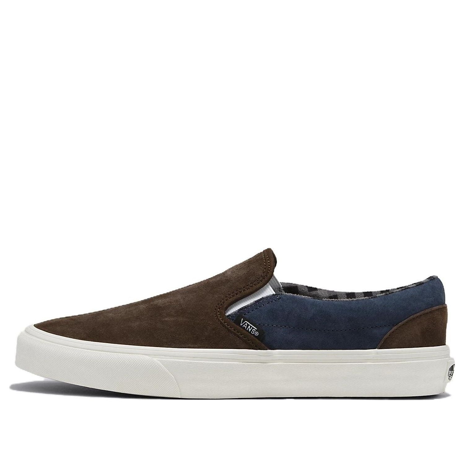 Vans Classic Slip-On Pig Suede Shoes 'Plaid Brown Navy' VN000BVZBF1