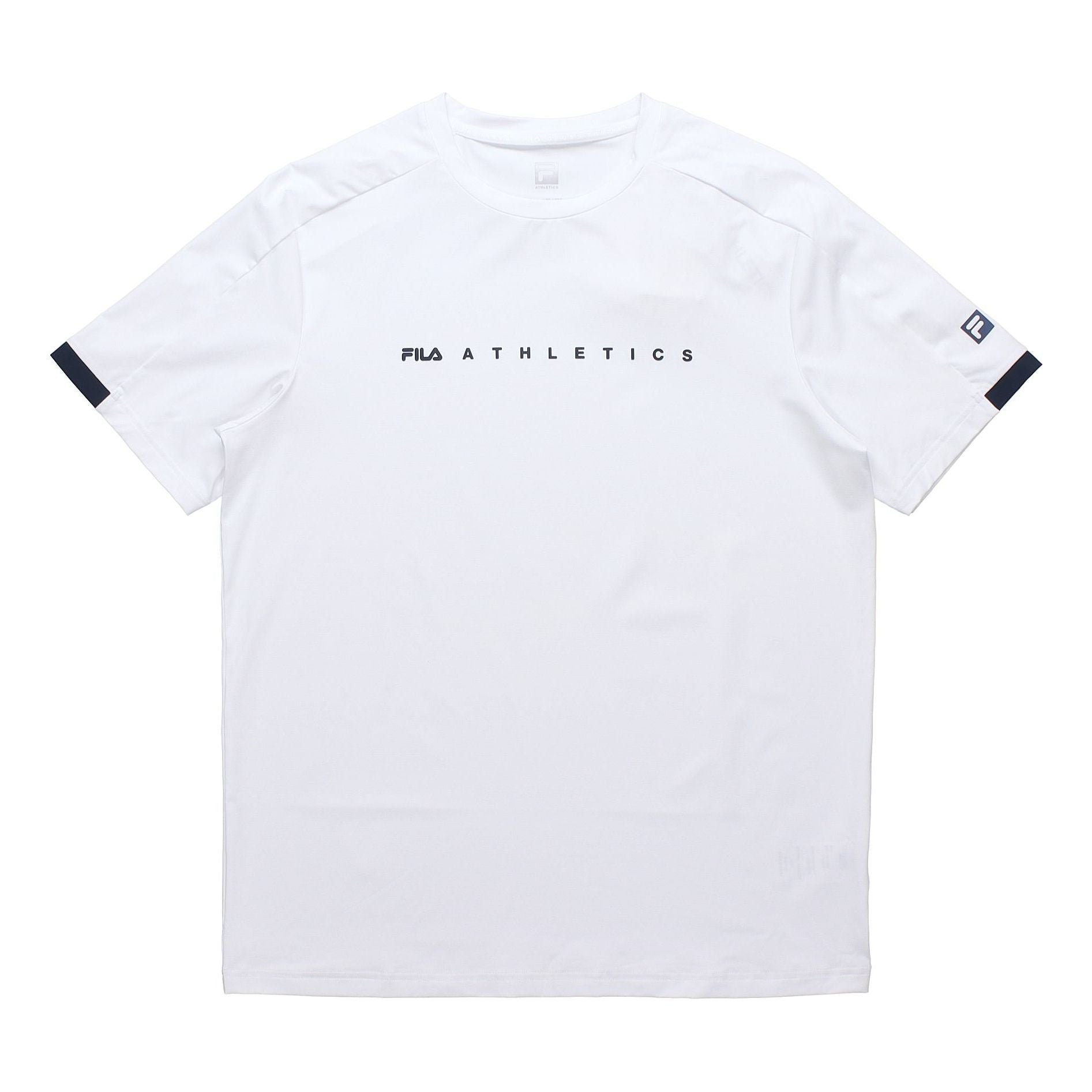 Men's FILA Athletics Round Neck Pullover Casual Sports Short Sleeve White T-Shirt A11M131101F-WT