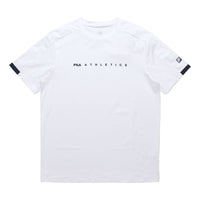 Men's FILA Athletics Round Neck Pullover Casual Sports Short Sleeve White T-Shirt A11M131101F-WT