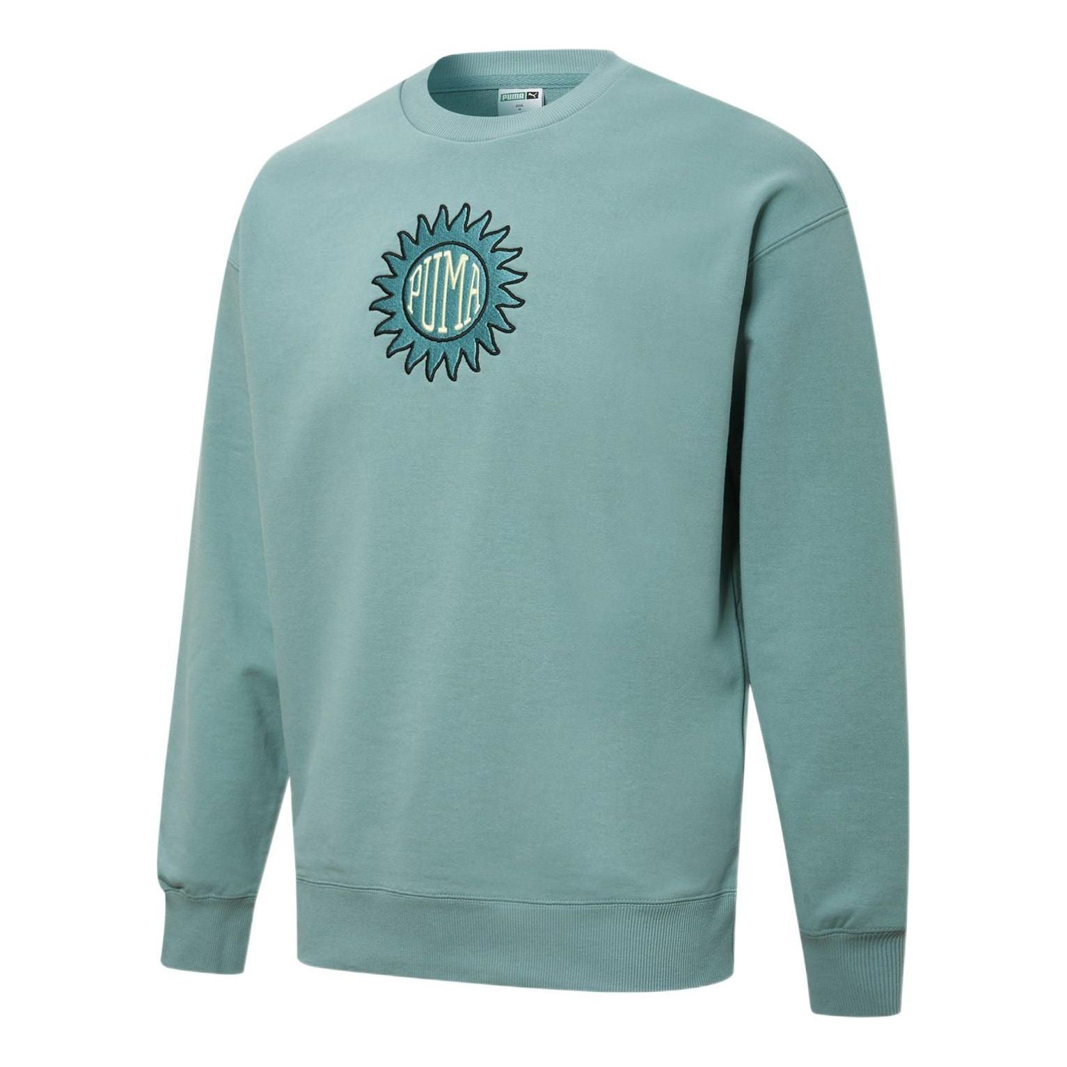 PUMA Downtown Graphic Crew Tr Living Series Logo Embroidered Pattern Knit Round Neck Pullover Blue 533677-50