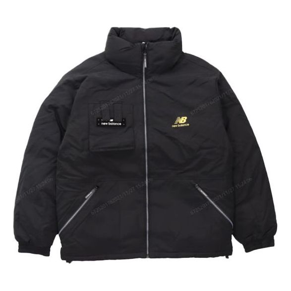 New Balance Logo Print Puffer Jacket Asia Sizing 'Black White' AMJ14308-BK