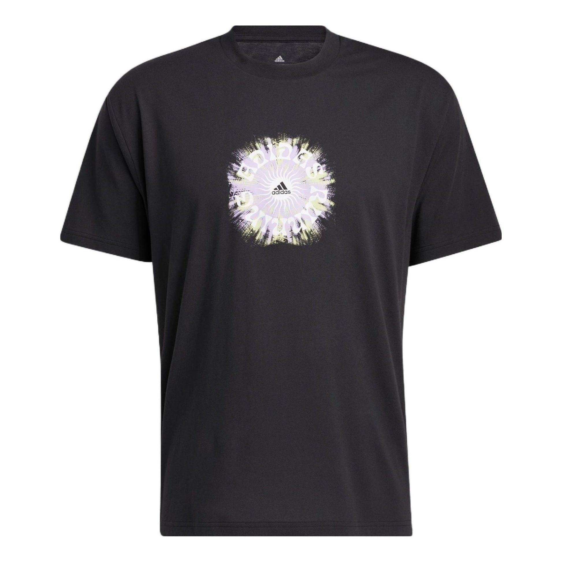 adidas Logo Printing Round Neck Short Sleeve Unisex Black HA4308