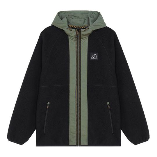 New Balance Men's New Balance Suede Colorblock Splicing Drawstring Hooded Knit Polar Fleece Jacket Black AMJ13506-BK