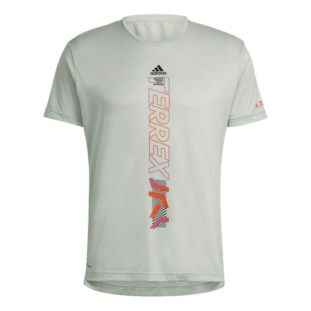 Men's adidas Alphabet Logo Printing Round Neck Short Sleeve Japanese Version Green T-Shirt HI6196