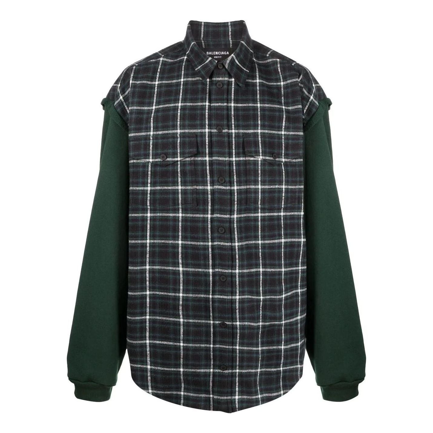 Balenciaga Checked Panelled Flannel Shirt 'Green' 658936TCM013064