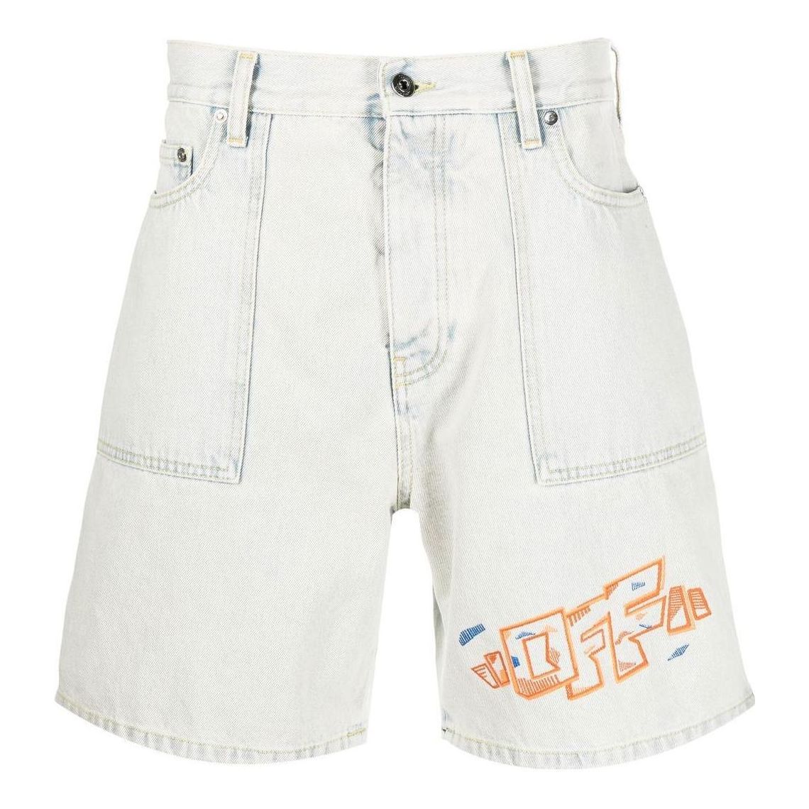 Off-White embroidered-logo Denim Shorts OMYC014S23DEN0014066