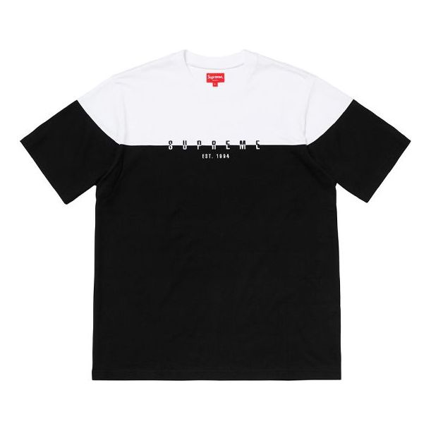 Supreme FW18 Split Logo S/S Top Black Colorblock Embroidered Short Sleeve Unisex SUP-FW18-222