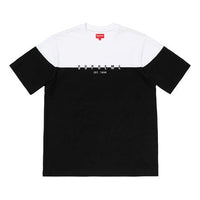 Supreme FW18 Split Logo S/S Top Black Colorblock Embroidered Short Sleeve Unisex SUP-FW18-222