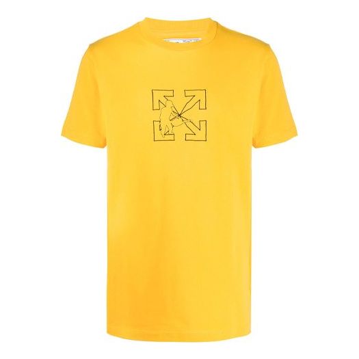 Men's Off-White Logo Workers Yellow T-Shirt OMAA027E20JER0031810
