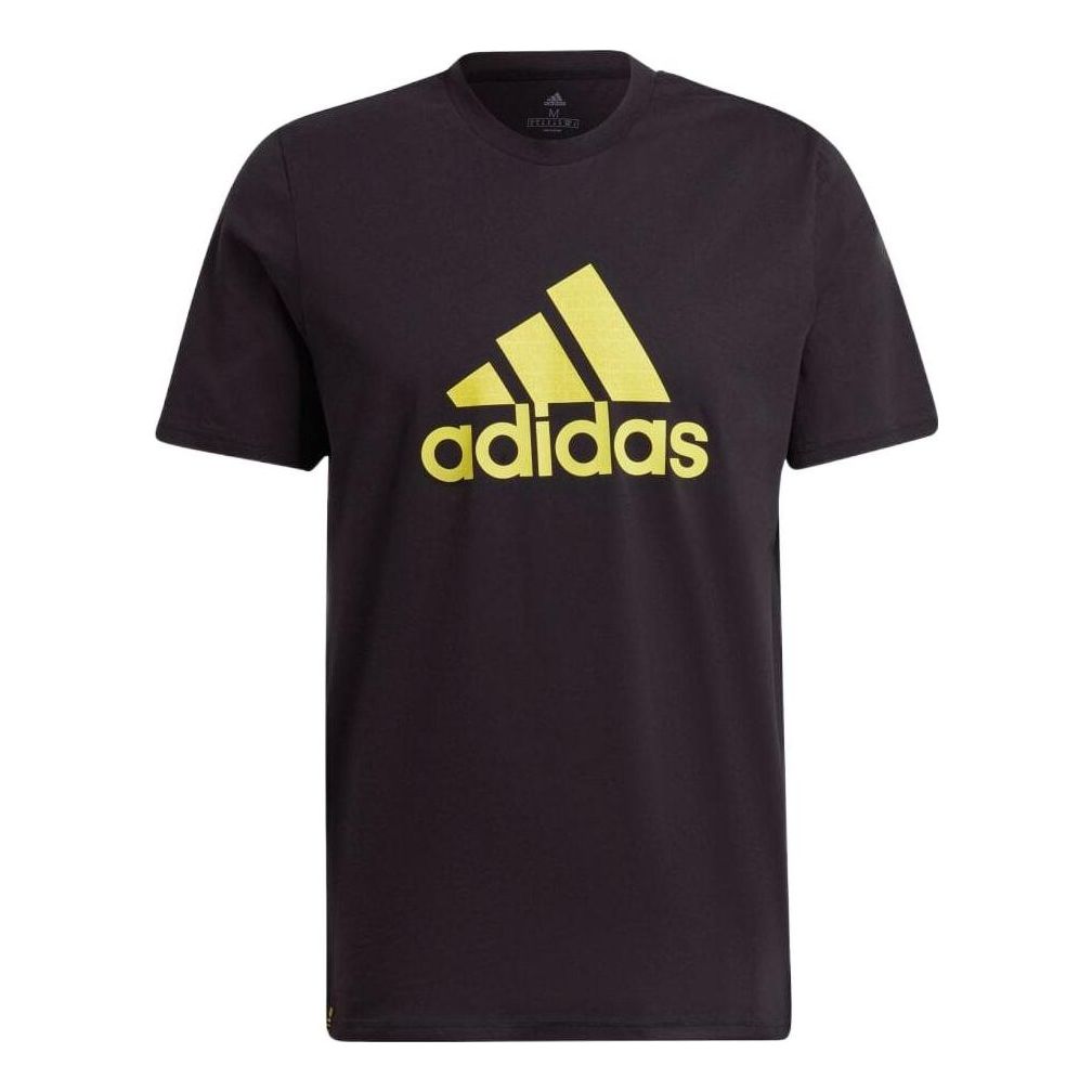 Men's adidas Alphabet Logo Printing Round Neck Pullover Sports Short Sleeve Japanese Version Black T-Shirt HD9868