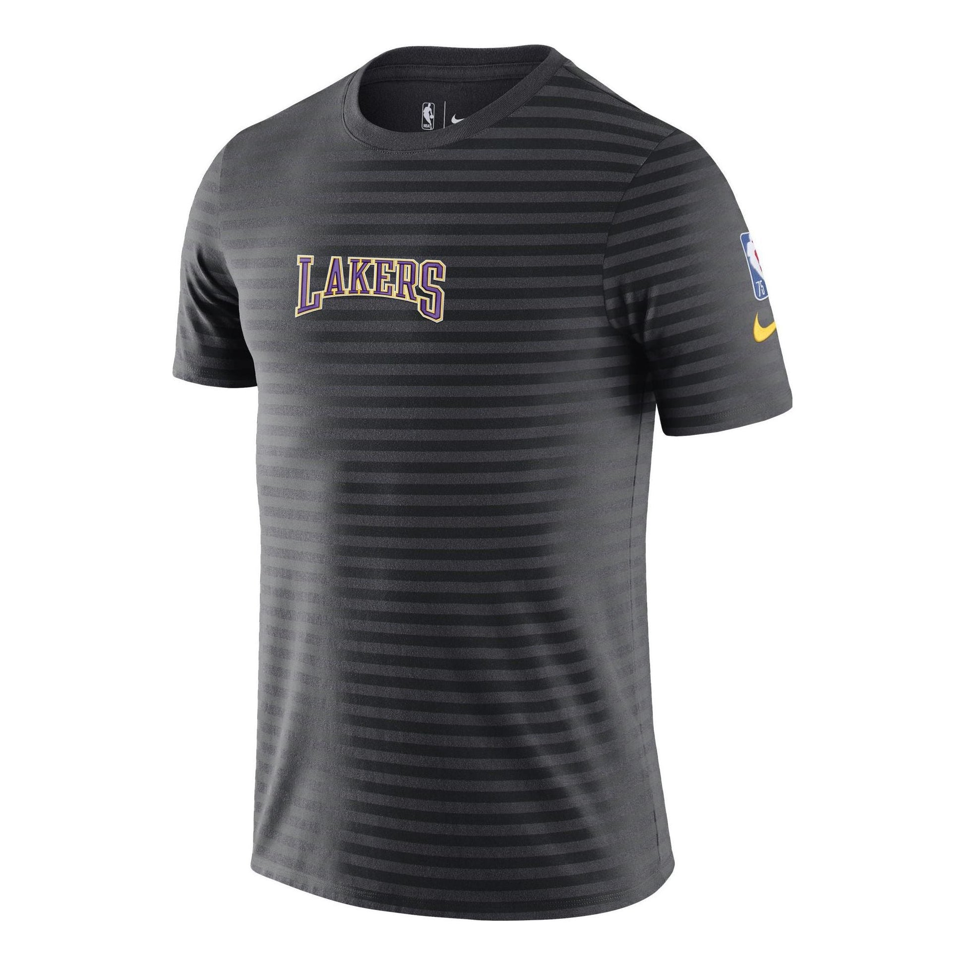 Men's Nike Stripe Alphabet Printing Round Neck Pullover Short Sleeve Brooklyn Nets Black T-Shirt DA5872-060