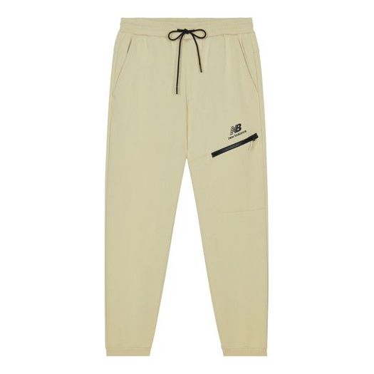 New Balance Logo Print Sweatpants Asia Sizing 'Beige Black' AMP13356-BEI