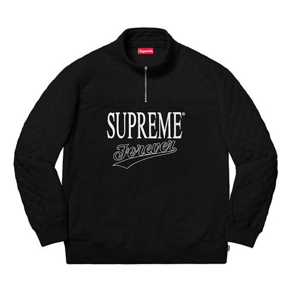 Supreme SS19 Forever Half Zip Sweatshirt Half Zipper Long Sleeves Sports Unisex Black SUP-SS19-971