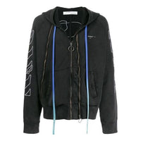 Off-White Abstract Arrows Arrow Washed Distress Zipper Ordinary Version Black OMBE007F19E300111001