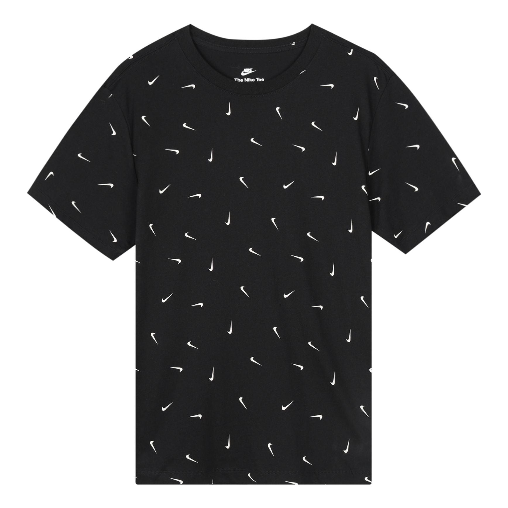 Men's Nike Logo Full Print Round Neck Pullover Short Sleeve Black T-Shirt DR7910-010