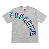 Supreme SS18 Gradient Arc Top Tee Heather Grey Logo Tee SUP-SS18-293
