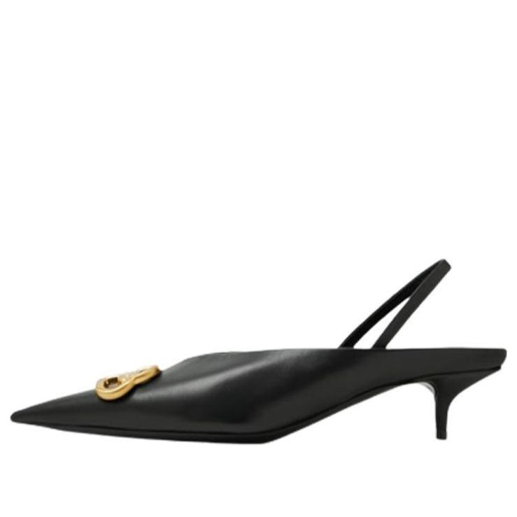 (WMNS) Balenciaga BB Square Knife Slingback pumps 'Black' 691740WAWNC1088