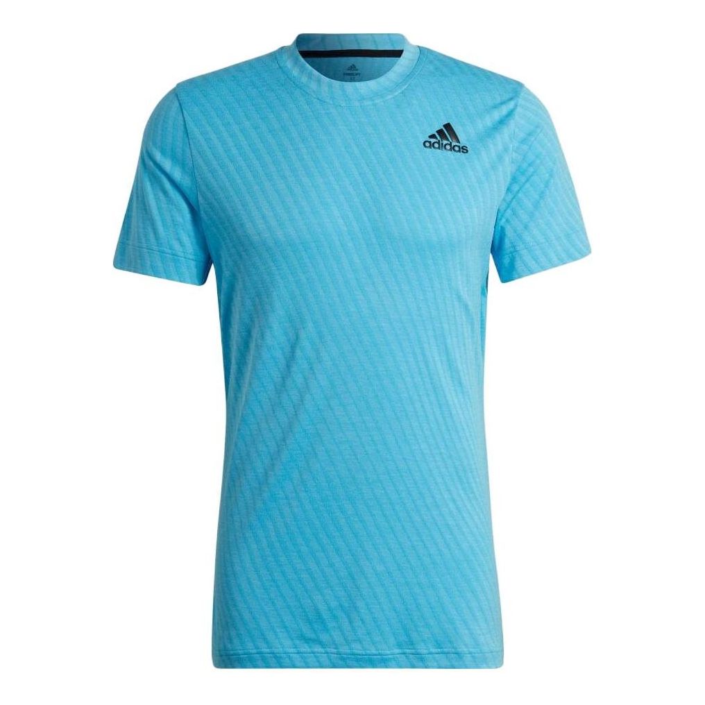 adidas Solid Color Logo Printing Round Neck Short Sleeve Blue HB9145
