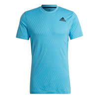 adidas Solid Color Logo Printing Round Neck Short Sleeve Blue HB9145