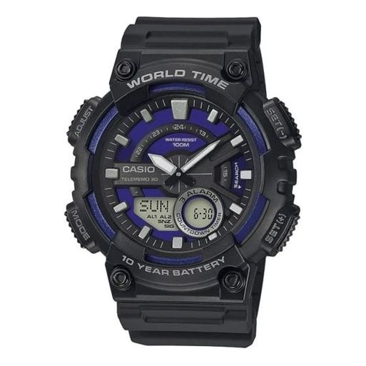 Casio Small Warrior Analog-Digital Watch 'Black Royal Blue' AEQ-110W-2A2VCF