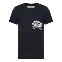 Men's Burberry SS21 Logo Printing Short Sleeve Navy Blue 80078371