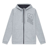 New Balance Logo Printing Sports Fleece Lined Hooded Jacket Gray AMJ13020-AG