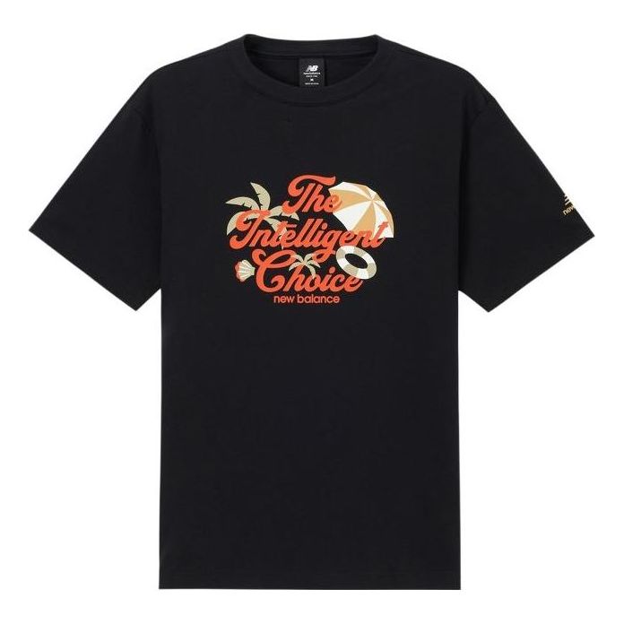 New Balance Athletics Casual T-Shirt Asia Sizing 'Black Orange' AMT32366-BK