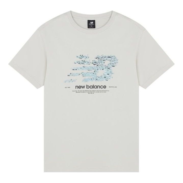 New Balance Logo Casual Tee Asia Sizing 'Beige Blue' AMT22388-CFO