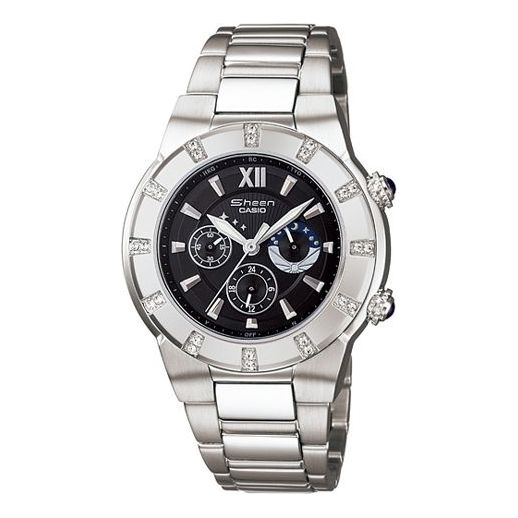 CASIO SHEEN Waterproof Sapphire Crystal Solar Powered Stainless Steel Strap Silver Analog SHN-7500D-1ADR